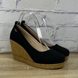 Viscata Barcelona Black Canvas Espadrille Wedge Shoes Women's 40 US 9 Heels